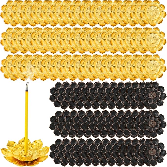 LemonRoad 100pcs Indian Return Gifts for Pooja, Lotus Incense Holder with Incense Stick Tray, Indian Wedding Festival Yoga Spa Home Fragrance Decor