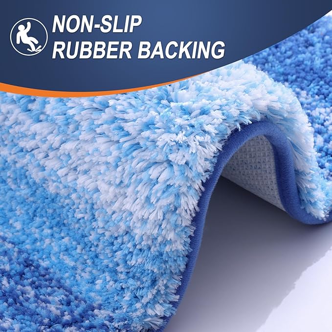 OLANLY Bathroom Runner Rugs Mat 59x24, Extra Soft Absorbent Microfiber Bath Rugs, Rubber Backing, Quick Dry, Long Bath Mats for Bathroom, Tub and Shower, Home Decor Accessories, Light Royal Blue
