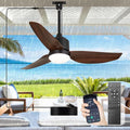 Depuley Outdoor Ceiling Fan with Light: 42 Inch Waterproof Gazebo Fans with Lights Outdoor Hanging - Plug in Remote App Control for Patio Indoor Farmhouse Porch - 6 Speed Reversible DC Motor Walnut