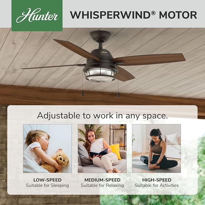 Hunter Ocala, Outdoor or Indoor, Ceiling Fan, Rustic, 52 inch, Noble Bronze