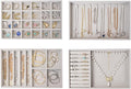ProCase Stackable Jewelry Organizer Trays for Drawers, Jewelry Drawer Inserts Container Display Case Storage for Earring Necklace Rings Bracelet with Removable Dividers -Grey, 4 Layers