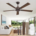 ZMISHIBO 52 Inch Ceiling Fan No Light with Remote Modern Bronze Ceiling Fan with Quiet Reversible DC Motor, 6-Speeds 5 Blades, Indoor/Outdoor Ceiling Fans Without Light for Patio, Living Room, Garage