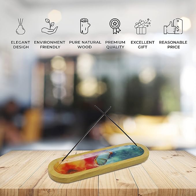 AAKRITI Wooden Incense Holder Wood | Exclusive 2-in-1 Multitasking Design | Natural & 100% Eco-Friendly | Perfect for Housewarming, Christmas, Birthday, (Freedom)……