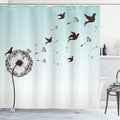 Ambesonne Art Shower Curtain, Dandelion Flower Arrangement Petals Doves Flying Silhouettes Fantasy Blooms Print, Cloth Fabric Bathroom Decor Set with Hooks, 69" W x 70" L, Turquoise Brown