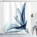 Ambesonne Flower Shower Curtain, X-ray Inspired Image of Amaryllis Flower Nature Inspired Artwork, Cloth Fabric Bathroom Decor Set with Hooks, 69" W x 75" L, White Teal