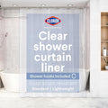 Clorox Shower Curtain Liner & Hooks, Premium Lightweight Flexible Waterproof 4g PEVA for Bathroom with Weighted Magnets, Standard Size 70" x 72", Clear 1 Pack