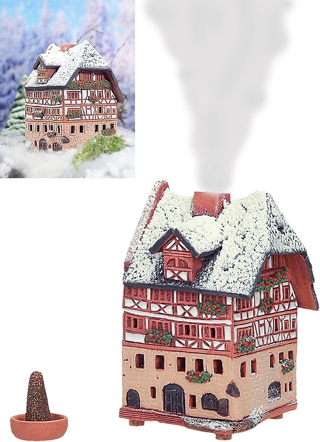 Ceramic Houses and Villages Collection - Handmade House Ceramic Miniature of Historic Dürer's House in Nuremberg, Germany, Winter Edition - Candle, Cone Incense Holder R250