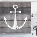 Ambesonne Anchor Shower Curtain, Grunge Style Pattern of Marine Ornament on Weathered Rustic Wooden Planks, Cloth Fabric Bathroom Decor Set with Hooks, 69" W x 84" L, Taupe Dust