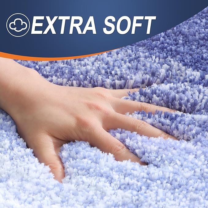 OLANLY Small Bathroom Rugs Mat 24x16, Extra Soft Absorbent Microfiber Bath Rugs, Rubber Backing, Quick Dry, Washable Bath Mats for Bathroom Floor, Tub and Shower, Home Decor Accessories, Blue-Violet