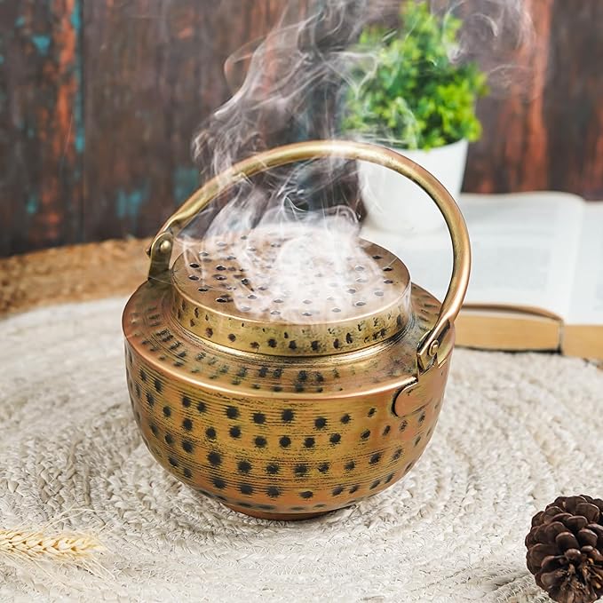 Hand Hammered Charcoal Resin Cone Incense Burner for Bohemian Boho Décor, Meditation Spiritual Yoga Décor, Vintage Antique Décor, New House Warming Gifts for Mom’s, Women, Men!