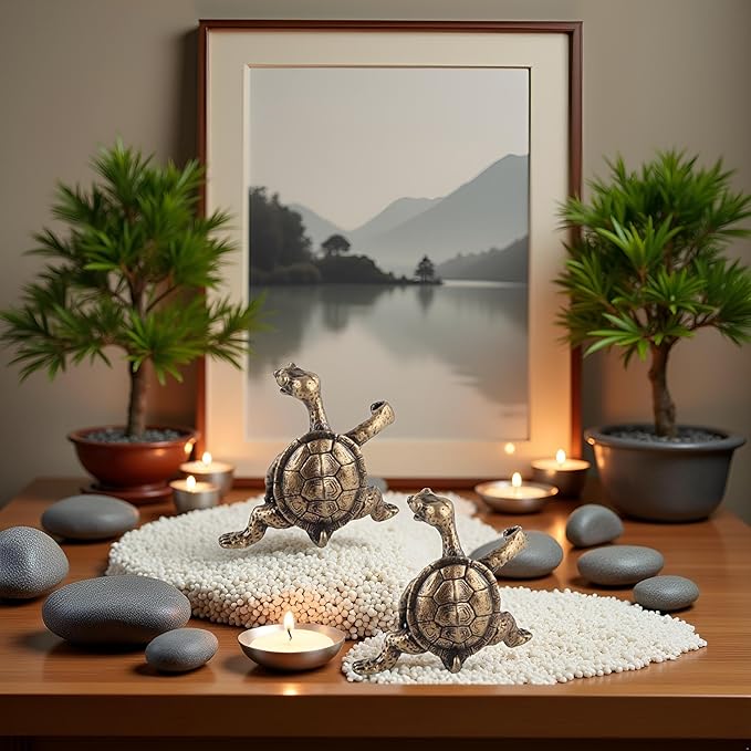 2Pcs Turtle Incense Stick Holder Exquisite Sleep Home Decor Antique Bronze Aid Handcrafted Beautiful Censer Holder Incense Holders Home Fragrance Home Décor Products