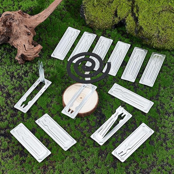 CREATCABIN 30 Pcs Mosquito Coil Mini Holder Incense Holder Portable Metal Sandalwood Mosquito Incence Burner Iron Coils Stands Clips for Home Office Patio Camping Hiking Indoor Outdoor 3.5x1.1 Inch