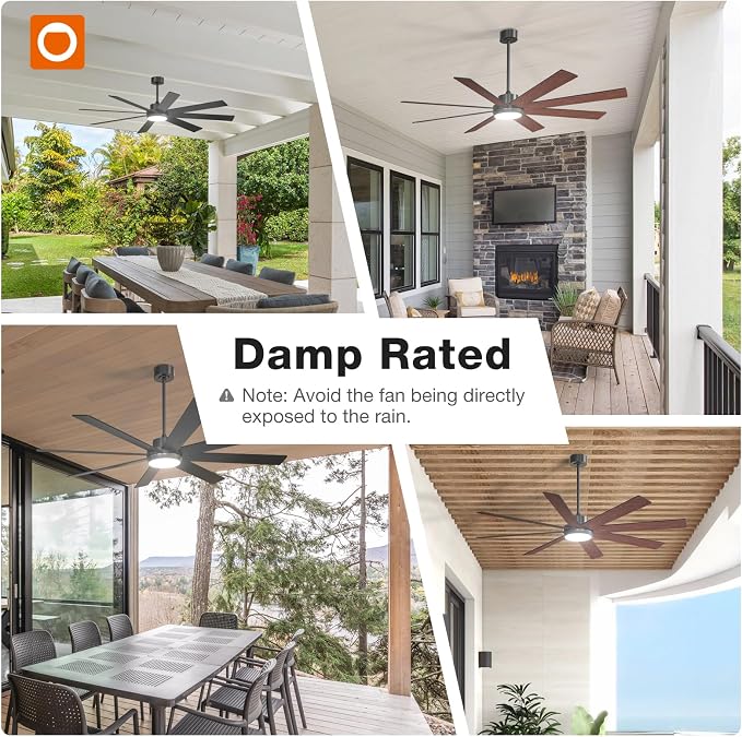 addlon 72 Inch Large Ceiling Fans with Lights, Black Ceiling Fan with Remote Control, Reversible, 5CCT, Dimmable, DC Motor, Modern Ceiling Fan for Living Room, Kitchen, Patio Indoor/Outdoor Use