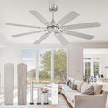 Fanbulous Ceiling Fans No Light with Remote, Modern Ceiling Fan Without Light, Dual Finish 6 Blades, Reversible Quiet DC Motor, 6 Speed, Large Ceiling Fan for Indoor or Outdoor (Nickel, 62 Inch)