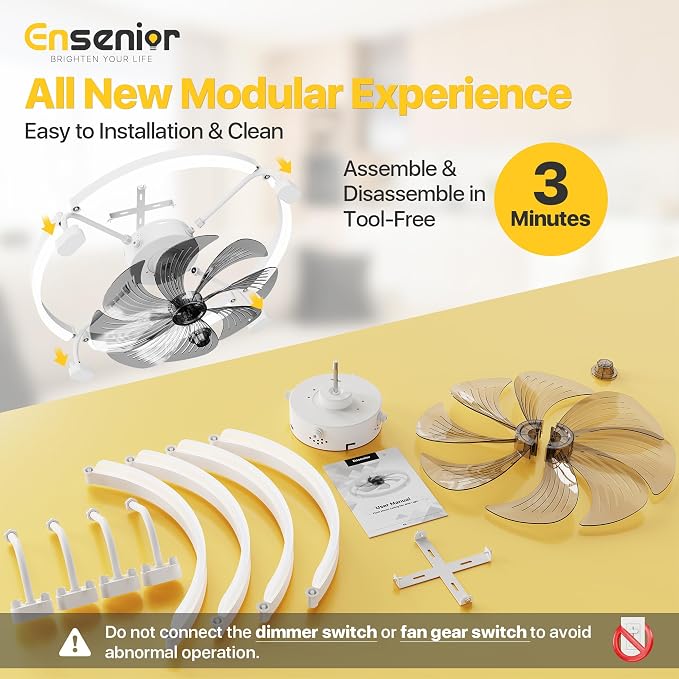 Ensenior Ceiling Fans with Lights and Remote, 24'' Low Profile Ceiling Fan Flush Mount, APP Control, 6 Speed, 3CCT, Quiet Reversible DC Motor, Dimmable Modern Ceiling Fan with Light for Bedroom-White