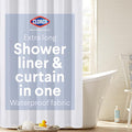Clorox 2-in-1 Bathroom Shower Curtain Liner, Durable Fabric, Weighted Magnets for Bath Water Control, Washable Premium Quality, Extra Wide, Modern - 72" x 78" White