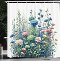 Ambesonne Floral Shower Curtain, Fading Tones of Colorful Wild Flowers in a Spring Morning on Plain Back, Cloth Fabric Bathroom Decor Set with Hooks, 69" W x 70" L, Blue Green and Pink
