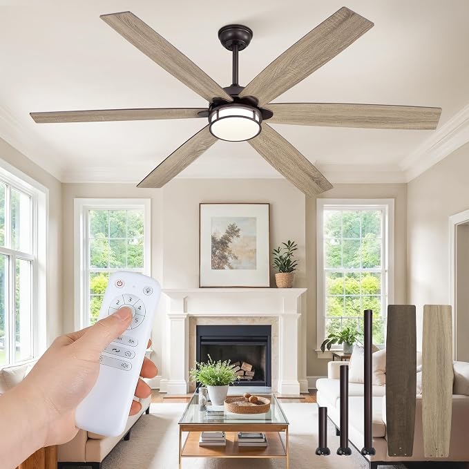 Fanbulous 65 Inch Ceiling Fans with Lights, Farmhouse Large Ceiling Fans with Remote, Oil Bronze Modern Ceiling Fan with LED Light, Quiet DC Motor for Living Room, Bedroom, Kitchen, Indoor