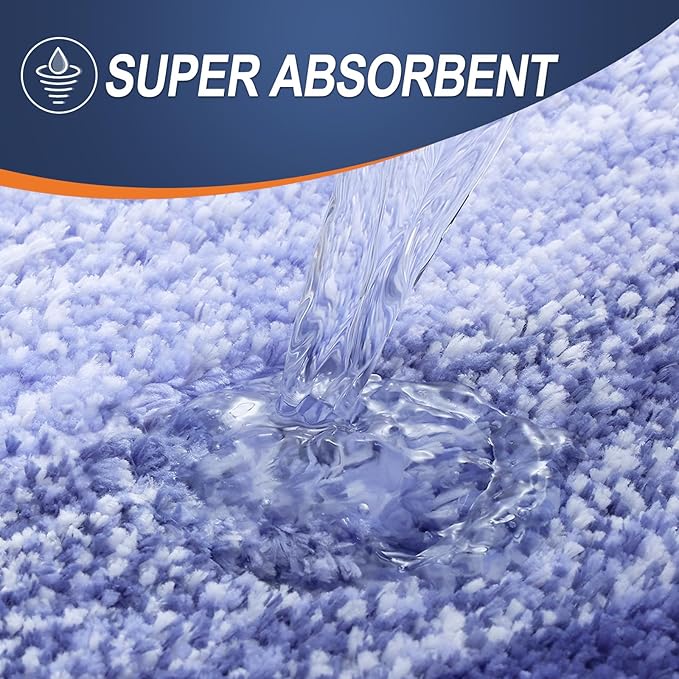 OLANLY Luxury Toilet Rugs U-Shaped 24x20, Extra Soft and Absorbent Microfiber Bathroom Rugs, Non-Slip Plush Shaggy Bath Mat, Machine Wash Dry, Contour Bathroom Mats for Toilet Base, Blue-Violet