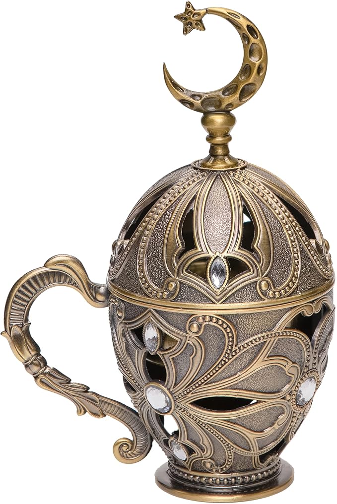 Frankincense Resin Incense Burner, Charcoal Incense Burner with Handle for Bakhoor Myrrh Cone, for Yoga Aromatherapy Meditation, Decor for Home Office