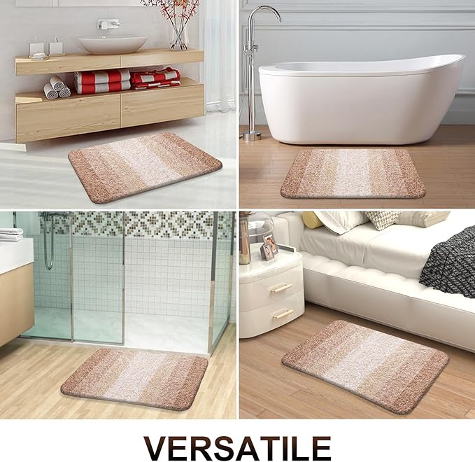 OLANLY Bathroom Rugs Mat 24x16, Extra Soft Absorbent Microfiber Bath Rugs, Rubber Backing, Quick Dry, Machine Washable Bath Mats for Bathroom Floor, Tub and Shower, Home Decor Accessories, Beige