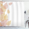 Ambesonne Leaf Shower Curtain, Illustration of Fall Leaves Modern Pattern Romantic Art with Soft Autumn Colors, Cloth Fabric Bathroom Decor Set with Hooks, 69" W x 84" L, Marigold Coral