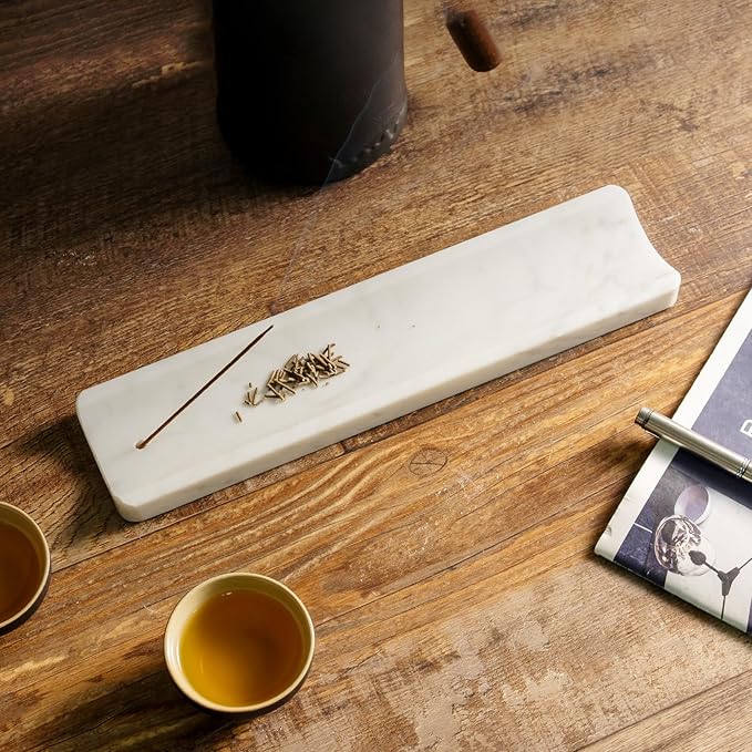 Koville Marble Incense Holder, Incense Holder for Sticks, Incense Sticks Holder Ash Catcher for Meditation Yoga SPA, Natural Stone Incense Burner, Home Table Decor