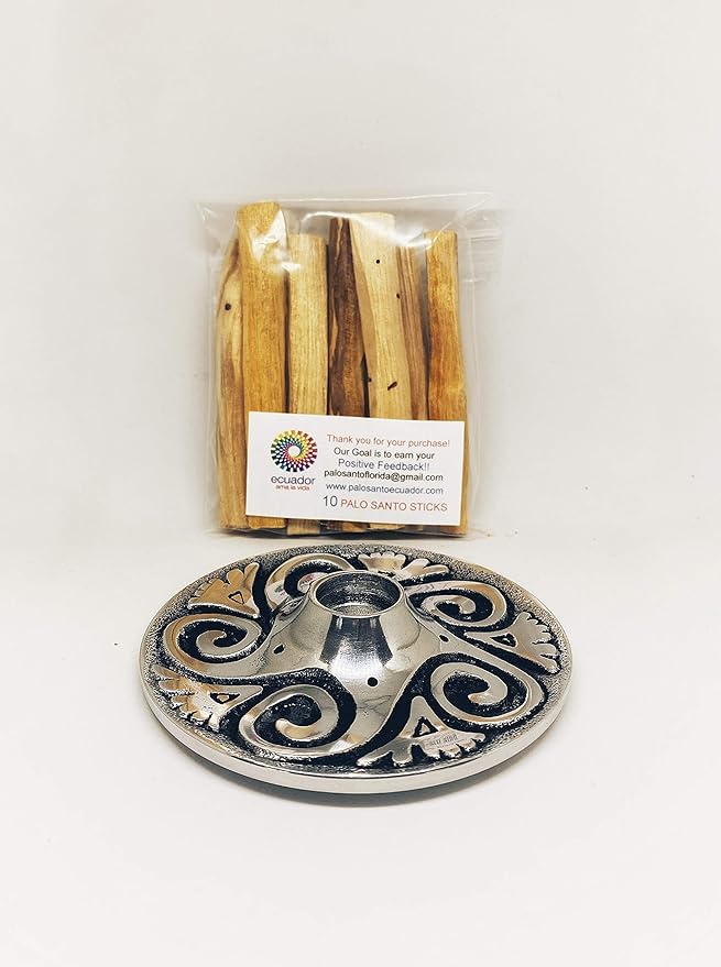 palo Santo Metal Holder and Incense Burner with 10 Sticks