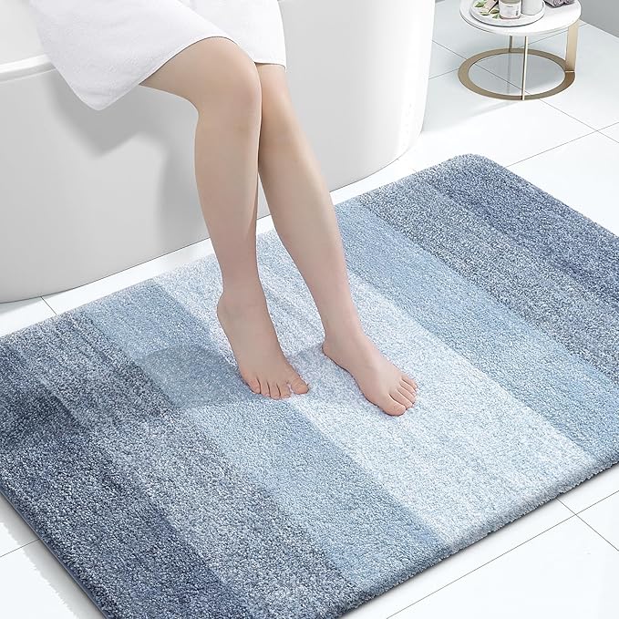 OLANLY Large Bathroom Rugs Mat 44x32, Extra Soft Absorbent Microfiber Bath Rugs, Rubber Backing, Quick Dry, Machine Washable Bath Mats for Bathroom Floor, Tub and Shower, Home Decor Accessories, Blue