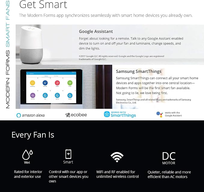 Wynd XL Smart Indoor and Outdoor 9-Blade Ceiling Fan 72in Stainless Steel with 3000K LED Light Kit and Remote Control works with Alexa, Google Assistant, Samsung Things, and iOS or Android App