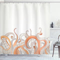 Ambesonne Octopus Shower Curtain, Octopus Tentacles Background Underwater Marine Nature and Sea Creatures Nautical, Cloth Fabric Bathroom Decor Set with Hooks, 69" W x 84" L, Orange Grey