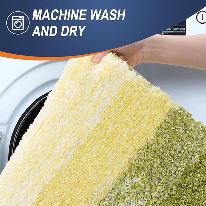 OLANLY Luxury Toilet Rugs U-Shaped 24x20, Extra Soft and Absorbent Microfiber Bathroom Rugs, Non-Slip Plush Shaggy Bath Mat, Machine Wash Dry, Contour Bathroom Mats for Toilet Base, Olive Green