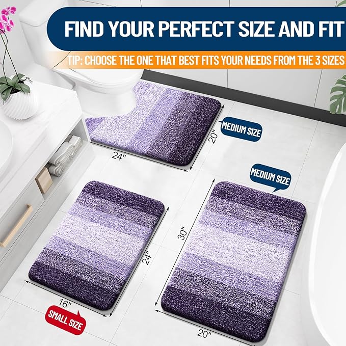 OLANLY Large Bathroom Rugs Mat 50x30, Extra Soft Absorbent Microfiber Bath Rugs, Rubber Backing, Quick Dry, Machine Washable Bath Mat for Bathroom Floor, Tub and Shower, Home Decor Accessories, Violet