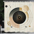 Ambesonne Modern Shower Curtain, Abstract Space Harmony Rounds and Circle Lines with Leafy Orbits Boho, Cloth Fabric Bathroom Decor Set with Hooks, 69" W x 70" L, Pale Mustard Dark Brown