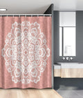 Ambesonne Mandala Stall Shower Curtain, Lace Style Vector Mandala Vintage Abstract Floral Ornamental Design Print, Fabric Bathroom Decor Set with Hooks, 54" W x 78" L, Dried Rose White