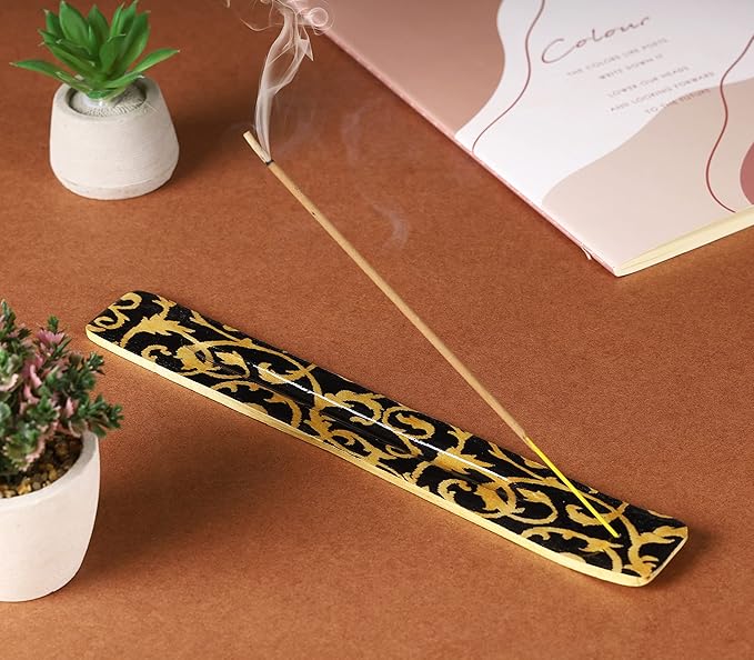 Bless-International Traditional-Handmade-Burner Wooden-Incense-Stick-Holder Ash-Catcher-Stand for-Aromatherapy-Meditation-Yoga (Beautiful Mind) 10 Inches, Pack of 1