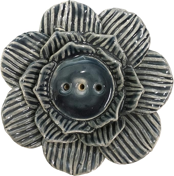 Aakriti Premium Wooden Handmade Incense Holder Incense Burner Aromatherapy Ornament Home Decor Meditation Yoga Incense with Unique Design (Grey Lotus)