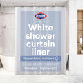 Clorox Shower Curtain Liner & Hooks, Premium Lightweight Flexible Waterproof 4g PEVA for Bathroom with Weighted Magnets, Standard Size 70" x 72", White 1 Pack
