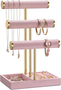 Jewelry Organizer Stand Display, 3 Tier Velvet Bracelet Holder, Pink | Jewelry Organizers and Storage | Jewelry Tree | Jewelry Towers for Necklaces, Bracelets, Earrings, Rings