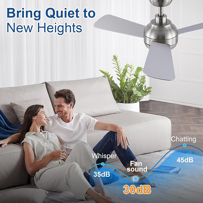 42 Inch Downrod Ceiling Fan with Light, 3 Wood Blades | Remote Control,Reversible Quiet DC Motor,Wood Blades,6 Speed,3CCT Dimmable for Bedroom,Living Room