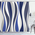 Ambesonne Vintage Shower Curtain, Retro Vibrant Stripes Funky Lines Design Patterns Abstract Print, Cloth Fabric Bathroom Decor Set with Hooks, 69" W x 84" L, Dark Sky