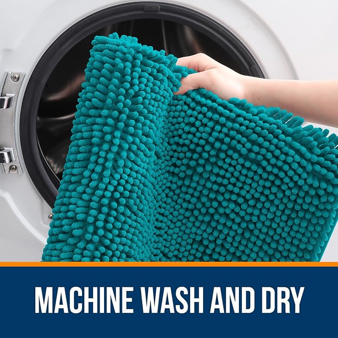 OLANLY Large Bathroom Rugs 59x35, Extra Soft Absorbent Chenille Bath Rugs, Rubber Backing Quick Dry, Machine Washable Bath Mats for Bathroom Floor, Tub and Shower, Home Decor Accessories, Deep Lake