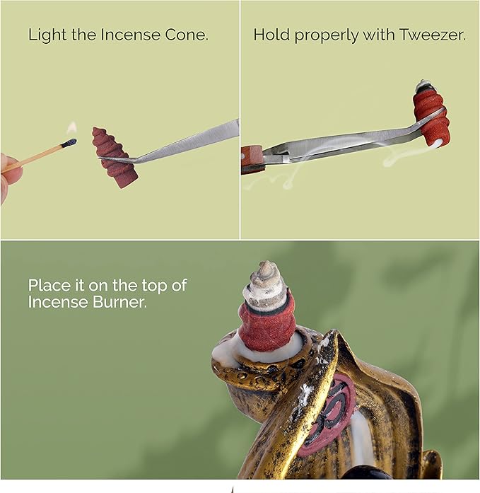 Backflow Natural Incense Waterfall Cones Unique Shape for Backflow Incense for Prayer, Meditation, Relaxation Burner Holder (25 pcs) (Rose, Screw)