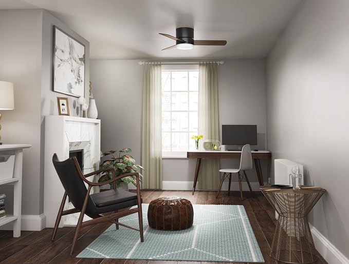 Hunter Minimus, Indoor, Ceiling Fan, with LED Light, 44 inch, Matte Black