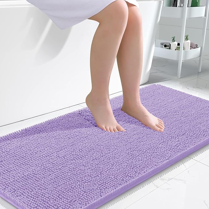OLANLY Large Bathroom Rugs 50x30, Extra Soft Absorbent Chenille Bath Rugs, Rubber Backing Quick Dry, Machine Washable Bath Mats for Bathroom Floor, Tub and Shower, Home Decor Accessories, Lavender