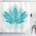 Ambesonne Lotus Shower Curtain, Oriental Flower with an Ornament of The Exotic Petals in The Traditional Style and Boho Design Artwork, Fabric Bathroom Decor Set with Hooks, 69" W x 75" L, Sky Blue