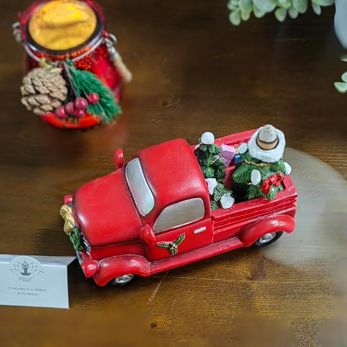 Hosley Resin Backflow Incense Cone Holder Christmas Truck Décor Statue, 7" Long Includes 20 Apple Cinnamon Backflow Incense Cones - Aromatherapy Gift for Home D cor & Relaxation