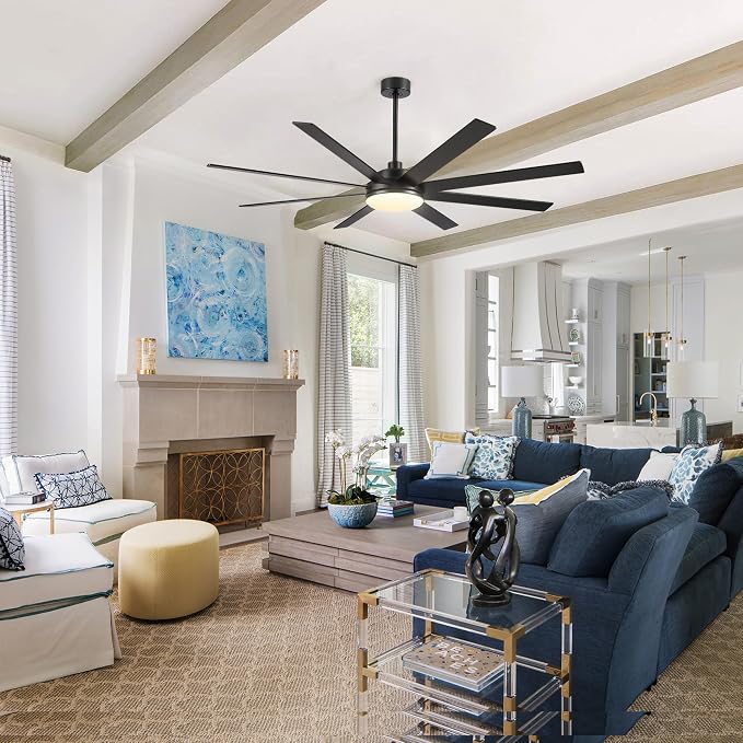 72 Inch Ceiling Fans with Lights and Remote Control, Black | Wooden Blades,Reversible Quiet DC Motor, 6-Speed, 3CCT Dimmable LED, Timer for Living Room, Bedroom, Office