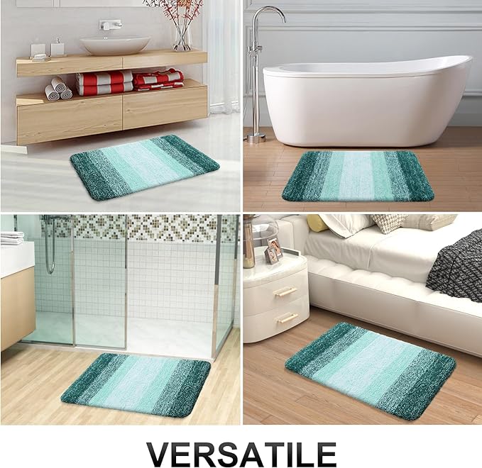 OLANLY Bathroom Runner Rugs Mat 47x20, Extra Soft Absorbent Microfiber Bath Rugs, Rubber Backing, Quick Dry, Long Bath Mats for Bathroom, Tub and Shower, Home Decor Accessories, Blackish Green