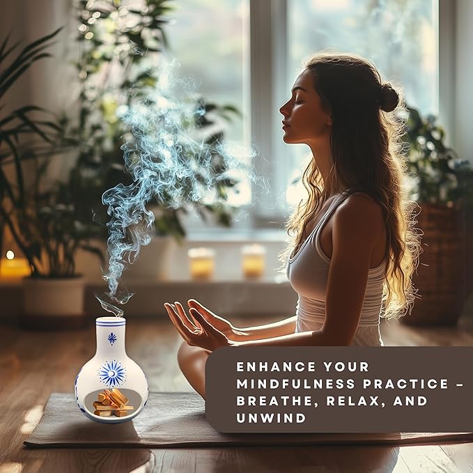 Ceramic Incense Holder – Palo Santo Burner for Sticks, Cones & More – Ash Catcher for Meditation, Altar, and Home Decor (Astralight)